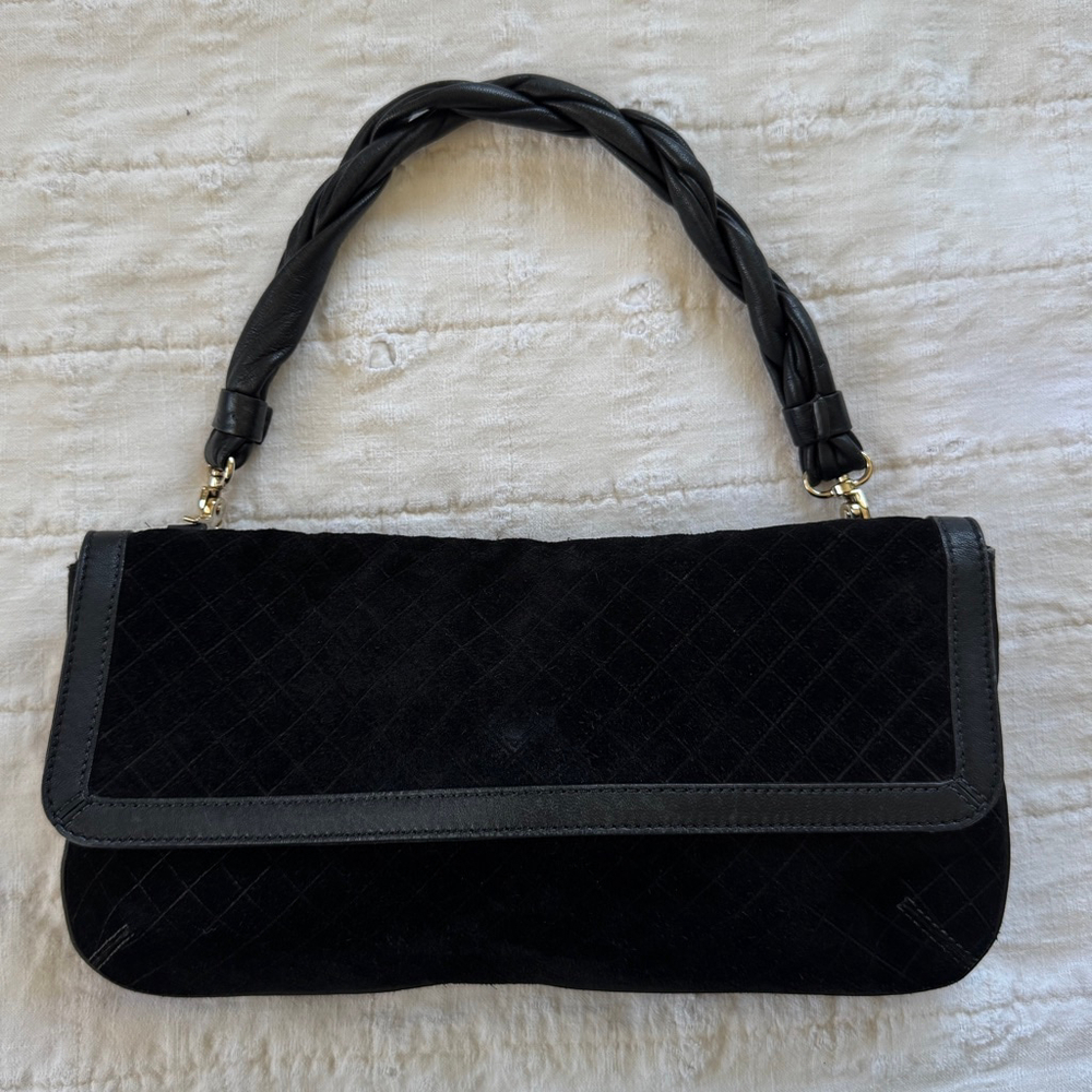 Coccinelle Suede Leather Shoulder Flap Bag / Convertible to a Clutch